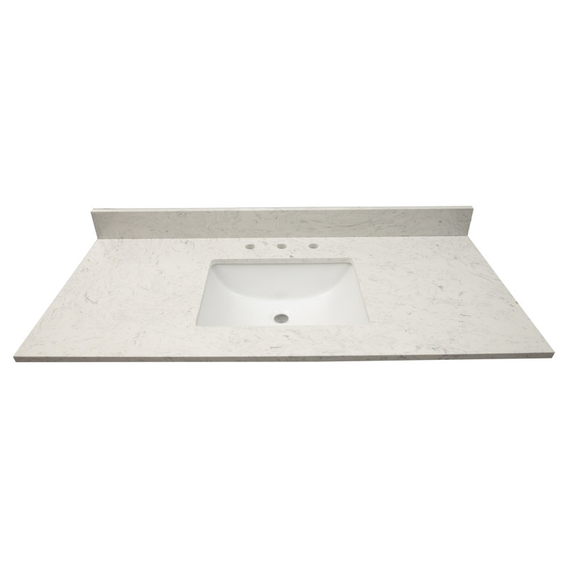 49 in. White Marble Vanity Top with Single Sink