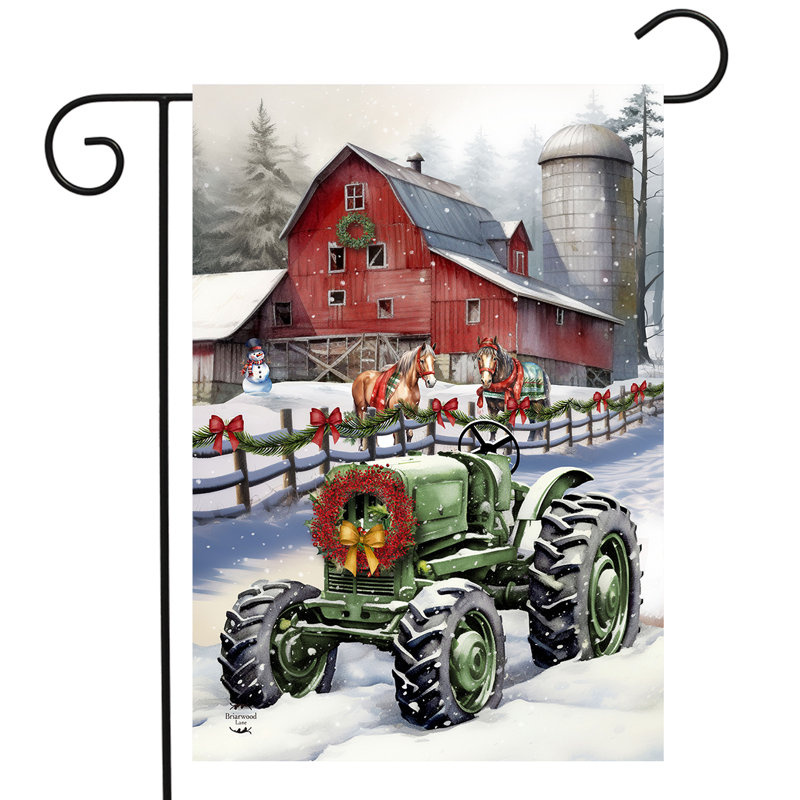 Drapeau de Noël à la ferme, Noël bordeaux/vert
