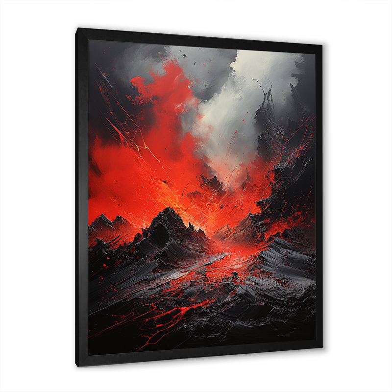 «Volcano Volcanic Explosion II», reproduction sur toile, Cadre simple noir, H 40 po x l 30 po x P 1,5 po