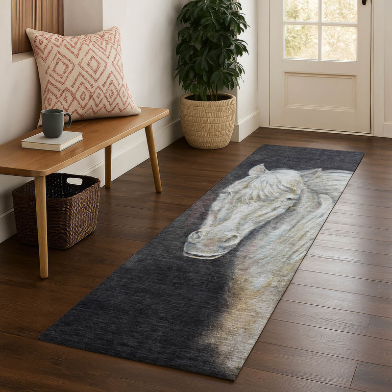 Premium Machine Washable Mayfield AMF2080 Animal Rug, 2'3" x 7'6" Runner, Ivory