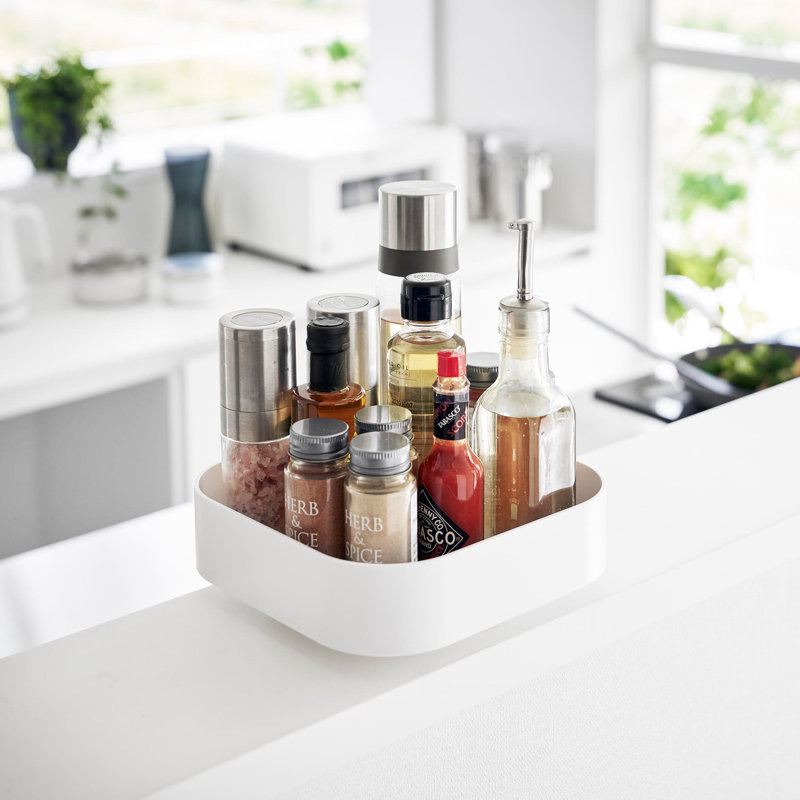 Plateau de rangement rotatif Yamazaki, plastique ABS, capacité de 8,8 lb, Blanc
