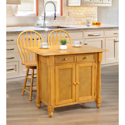 Ensemble d’îlot de cuisine drop leaf Azizi