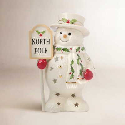 Pre-Lit Snowman Ceramic Sculpture