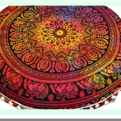 Round Zen Floor Cushion Ottoman Cover - Meditation Seating Pouf Pillow Case for Large Round Seat, Throw Cover for Room Furniture - Multi 4 Fool