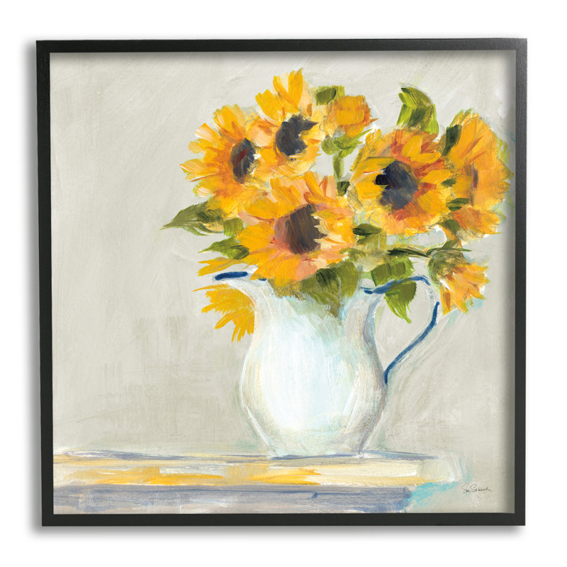 Doux pétale, tournesol, pot de lait campagnard, ferme surdimensionnée rustique, estampe numérique sur toile, art texturé par Sue Schlabach