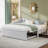 Twin Size Upholstered L-Shaped Upholstered Daybed with Pop Up Trundle, Beige-1203481753