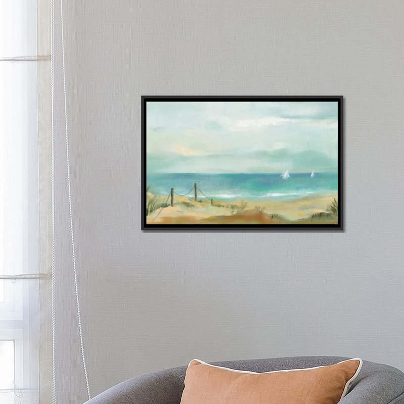 « serenity on the beach » sur toile, H 18 po x l 26 po x P 1,5 po, Toile avec cadre noir, Pas de tapis