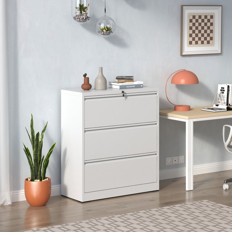 Classeur de rangement Merlind de 35,43 po de largeur, Blanc
