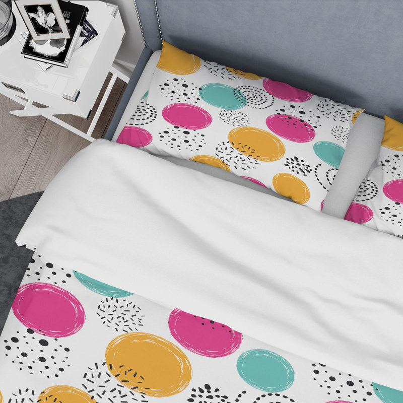 Ensemble de housse de couette en microfibre orange / rose 3 pièces, Housse de couette simple + 1 taie décorative stan