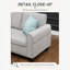 Canapé d'angle beige 2 pièces avec porte-gobelets et pouf de rangement, idéal pour des moments de détente et de divertissement.