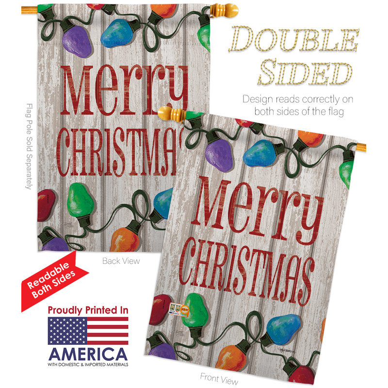 Joyeux Noël à 2 faces de couleur polyester 40 x 28 po Ensemble de drapeaux