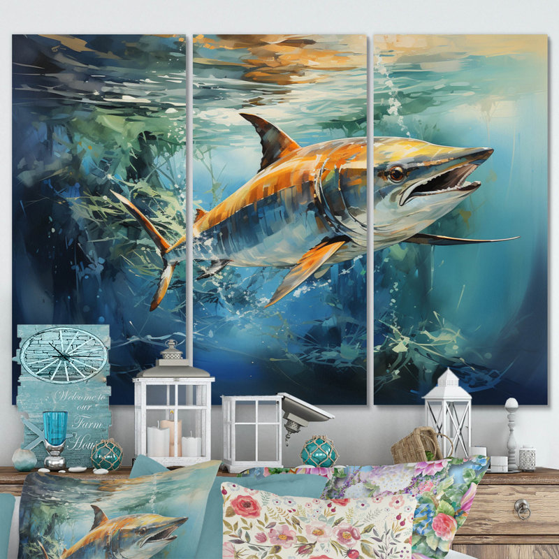 " Fishing Majestic Marlins IV " 3 - Pieces, 28" H x 36" W x 1" D