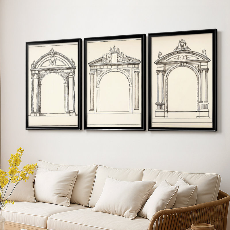 ABSTRACT Series DLxx - Toile tendue sur mesure avec châssis, 3 pièces, H 19 po x l 27 po