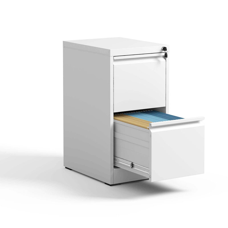 2 Drawer Metal Vertical File Cabinet With Lock Office Home Steel Vertical File Cabinet For A4 Legal/Letter Size, White 