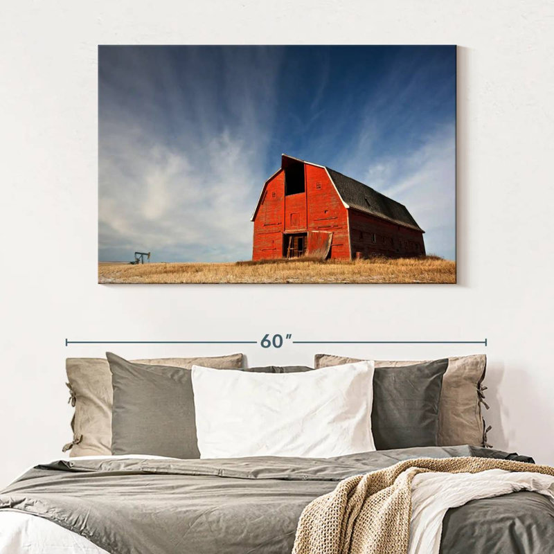 Lilie, vieille grange rouge en Alberta, H 34 po x l 51 po