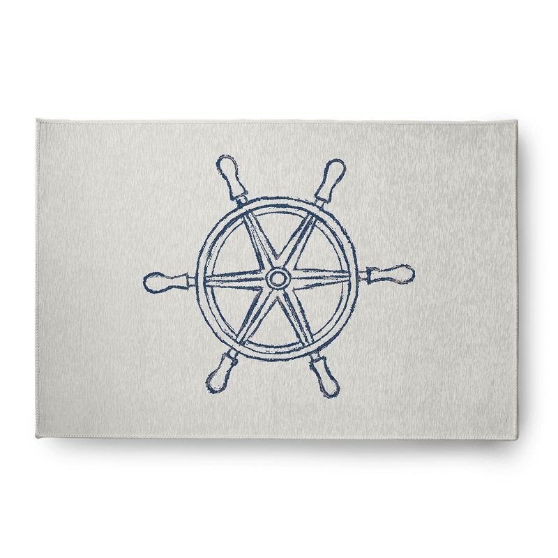 Tapis intérieur / extérieur bleu marine Kham, Rectangle 4 pi x 6 pi