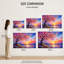 «Vibrant Impressionistic Flowering Tree Sunset Lake Landscape», impression sur toile tendue-129450259