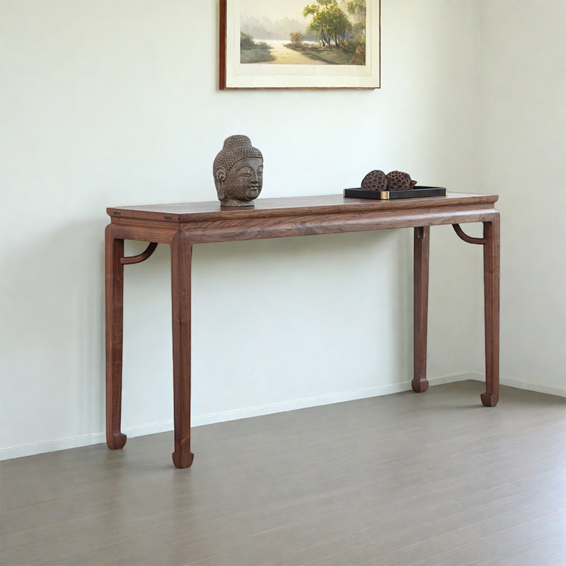 Console élégante et simple en bois massif, H 33,46 po x l 62,99 po x P 16,54 po