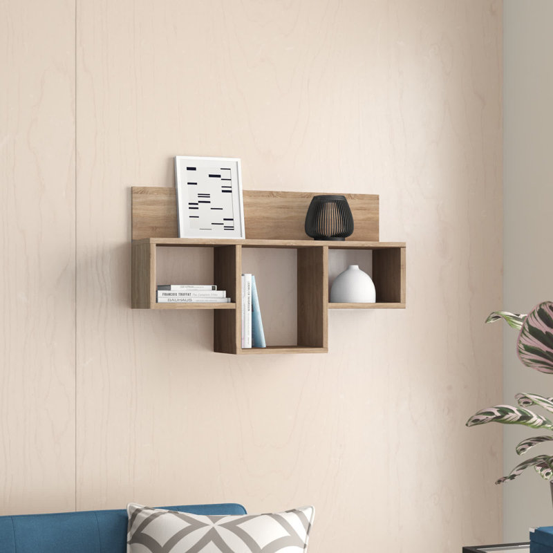 Autumn 4 Piece Square Floating Shelf, Oak