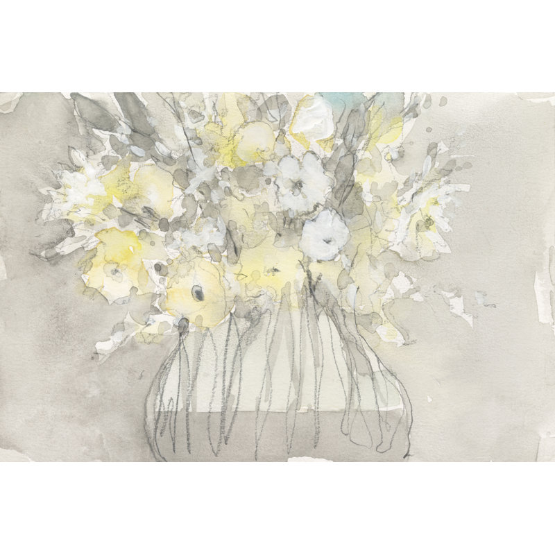 Fleurs rétro II - peinture sur toile tendue, H 8 po x l 12 po x P 1,25 po