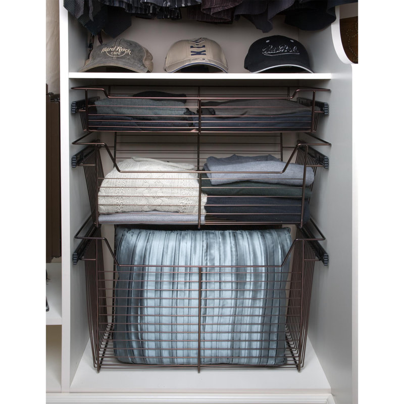 Rev-A-Shelf Sidelines Closet Storage Basket, Chrome, 10.5" H x 18" W x 14" D