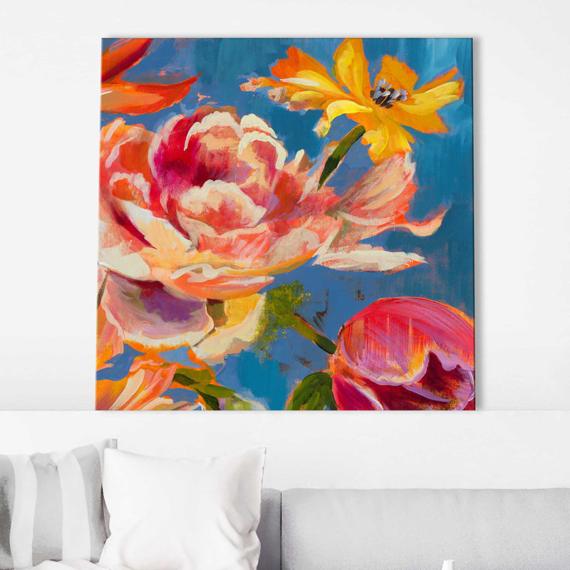 «Spring Bouquet II», peinture sur toile à cadre flottant, Toile tendue, H 24 po x l 24 po x P 1,5 po