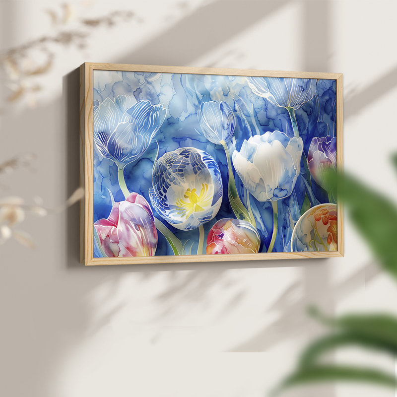 Floral Series-CXV -Framed Print - Restickable, H 8 po x l 10 po, Naturel