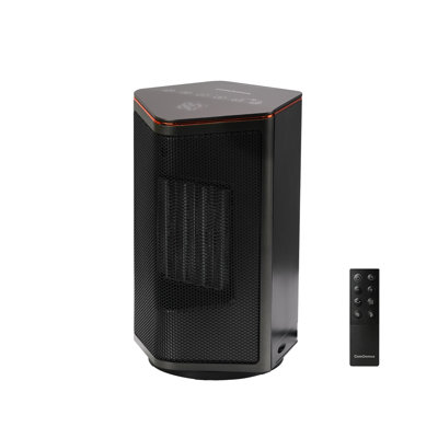 1500W Portable Ceramic Forced Air Space Heater with Thermostat, 70° Oscillation, 3 Heat Modes, 12H Timer, Black Small Heater for Bedroom Office Desk