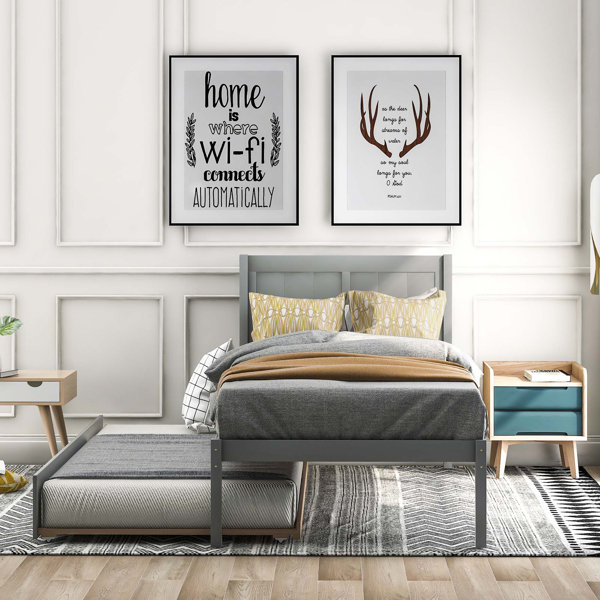 Winston Porter Wooden Platform Bed With Trundle | Wayfair