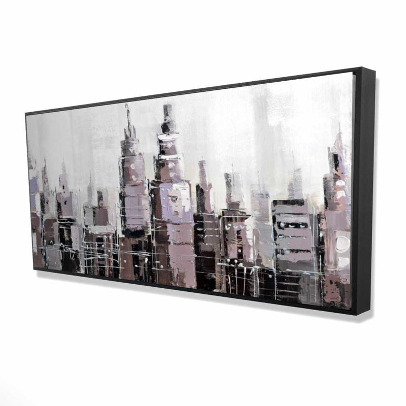 Abstract Grayscale Cityscape Canvas - Modern Bedroom Decor