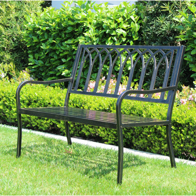 Caldwell Metal Park Bench by Gracie Oaks