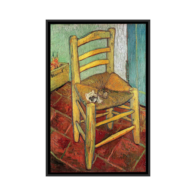«Vincent's Chair, 1888» par Vincent van Gogh, reproduction sur toile, H 26 po x l 18 po x P 1,5 po, Toile encadrée noire