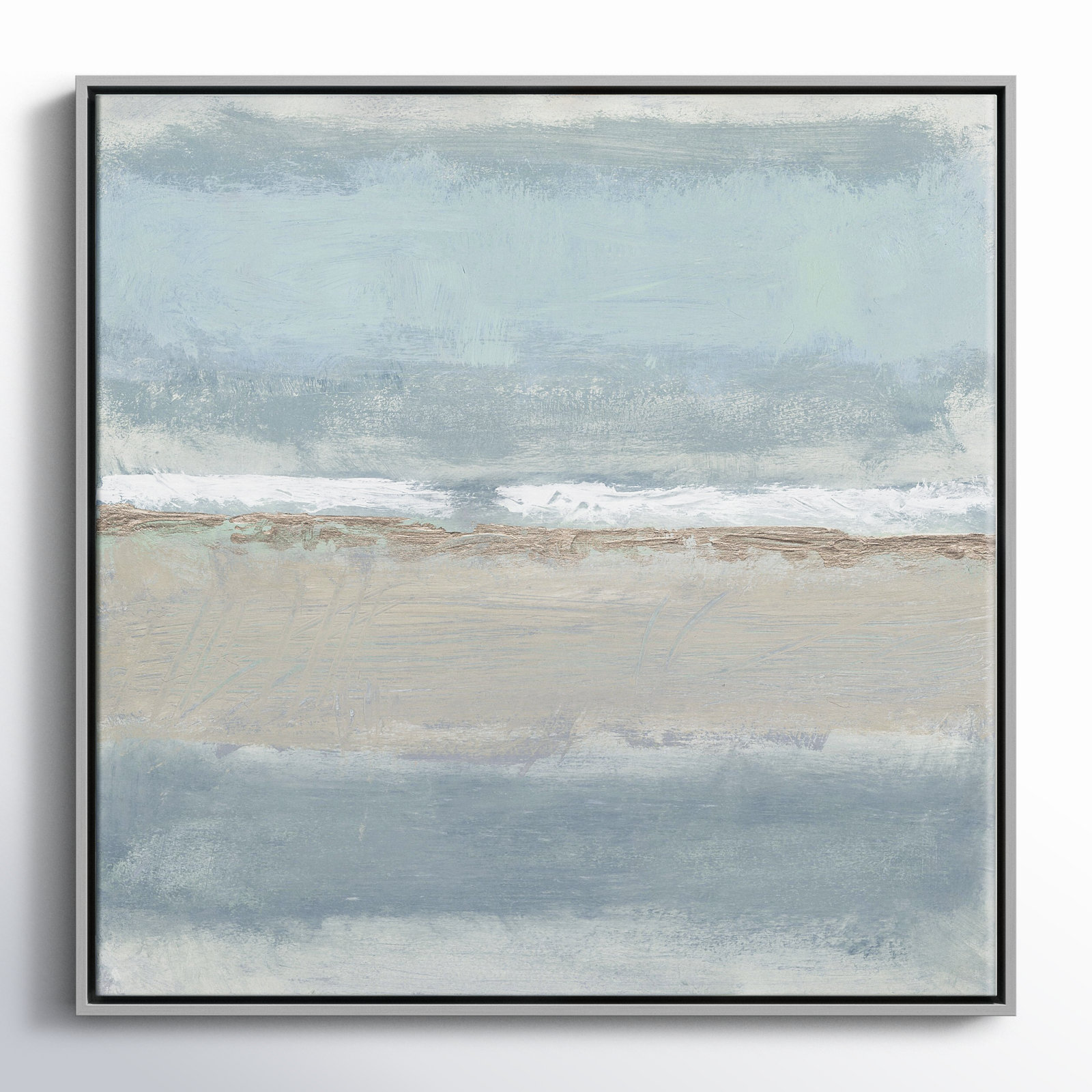 Dandelion "Serenity 1" Painting by Filippo Ioco, 30" H x 30" W x 2" D, Silver