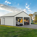 Double Door Garage Metal Shed With Side Entry Door