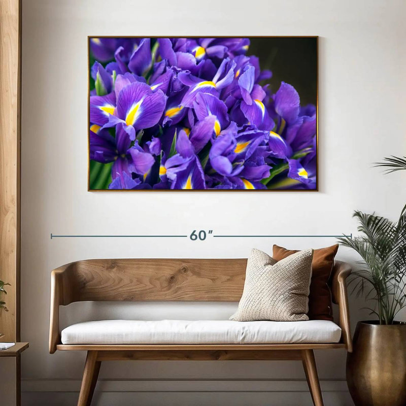 Violet iris, 46 po x 31 po, Cadre flottant doré