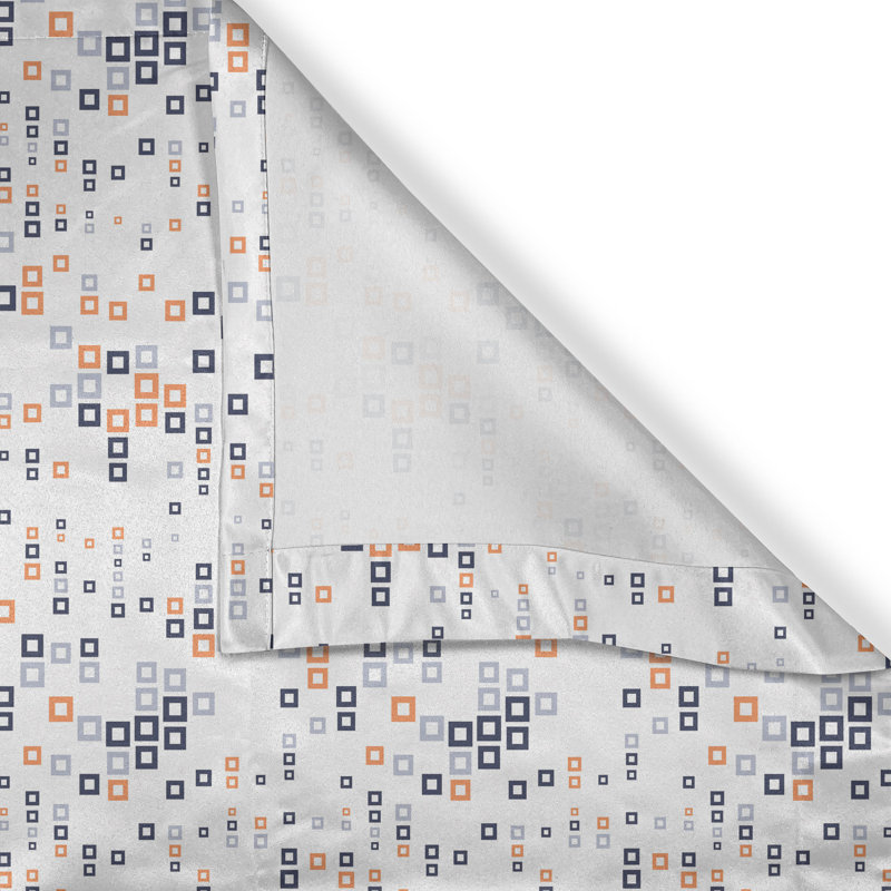 Rideau à œillets décoratif à 2 panneaux East Urban Home, 50 po, orange pâle / bleu foncé, L 50 po x L 108 po