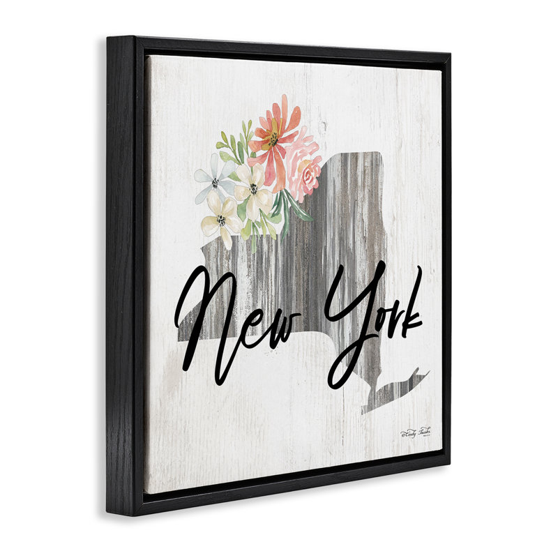 "Shabby Elegance New York", art mural encadré par Cindy Jacobs, Cadre flottant noir de jais, H 18 po x l 18 po
