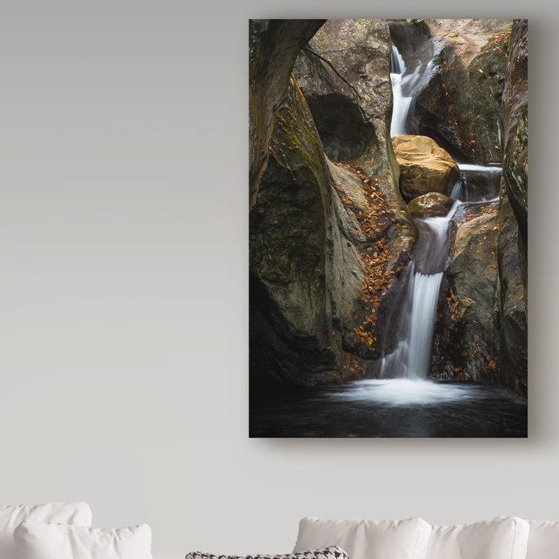 « automne cascade falaises », reproduction d’impression sur toile tendue, H 19 po x l 12 po x P 2 po