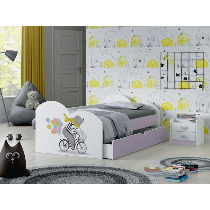 Bendik European Toddler (80 X 160cm) Cabin Bed Themed Beds with Storage Included, Purple