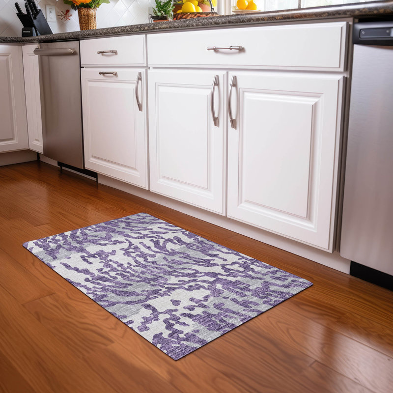 Premium Machine Washable Prisco Purple Rug, Rectangle 1'8" x 2'6"
