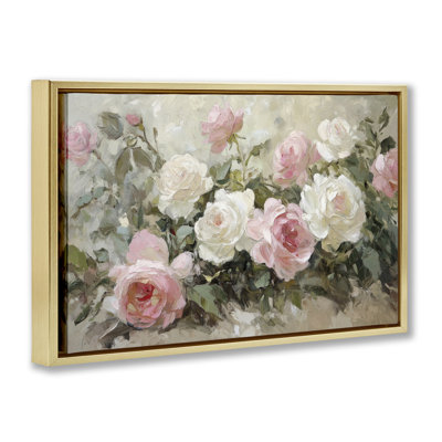 Cadre flottant rose et blanc Rose Bouquets, design par Petal Prints Design