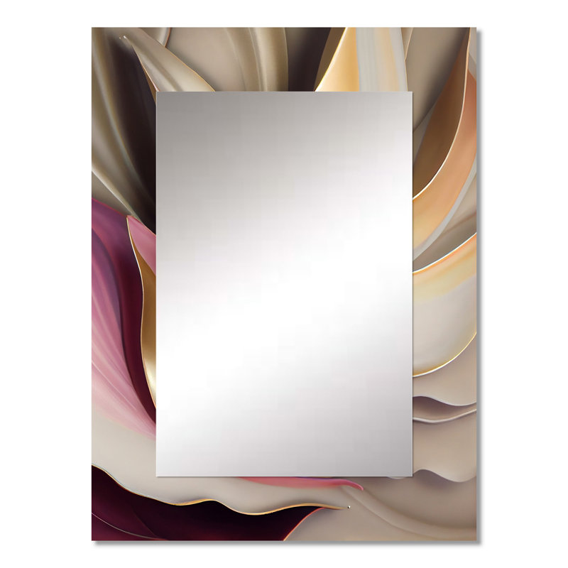Subtil sophistication en rose exquis et doré - miroir mural à encre liquide, miroir décoratif rose, impression d'art en métal