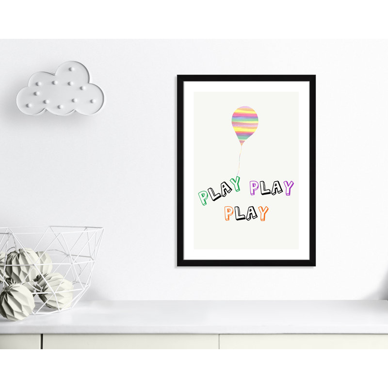 Play Play Play, impression sur papier, H 34,5 po x l 24,5 po x P 0,6 po, Encadré plat noir
