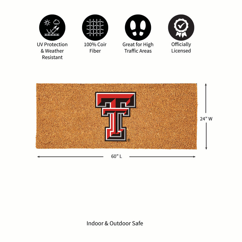 Très grand tapis couleur coco Texas Tech University, 60 po x 24 po