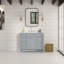 Ensemble de meuble-lavabo autoportant 42 po Alexxis en gris Empire avec plateau en marbre de Carrare-899355784