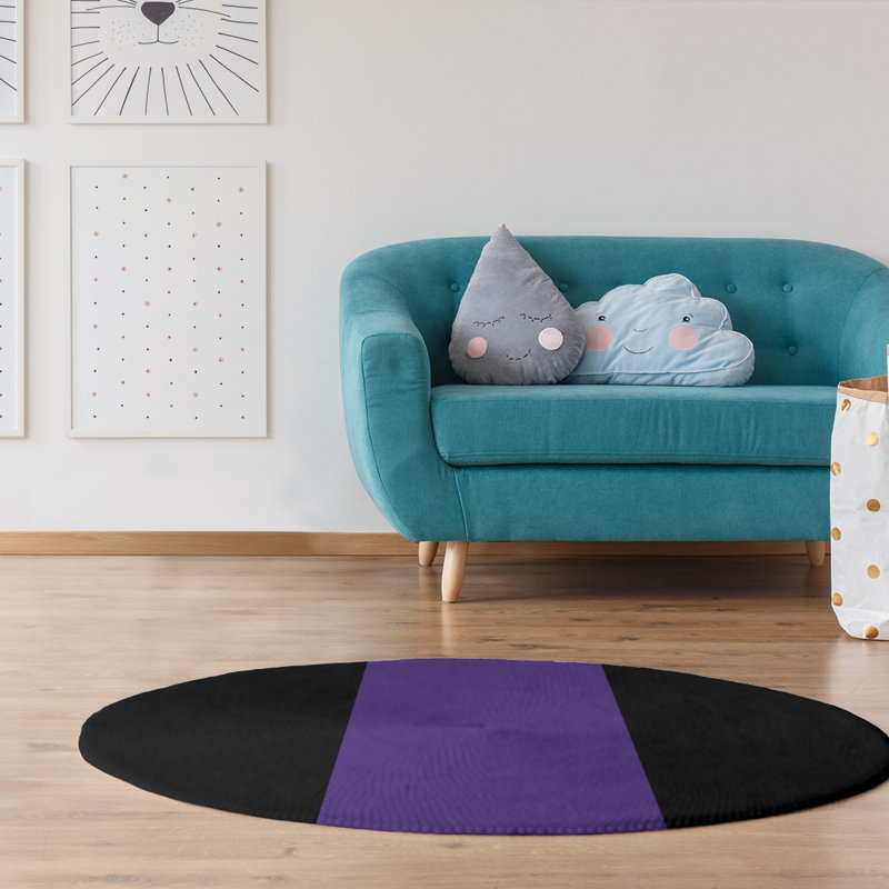 Tapis mauve/noir, Rond 5 pi