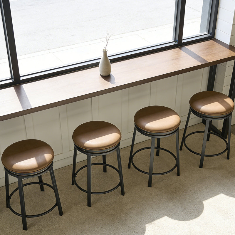 Ensemble de tabourets de bar à hauteur de comptoir de 4 tabourets pivotants de 23 po avec siège en similicuir et structure en métal pour îlot de cuisine, bar pour le petit déjeuner, café - brun