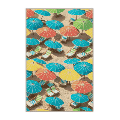 Washable Beach Umbrella Paradise Coastal Area Rug