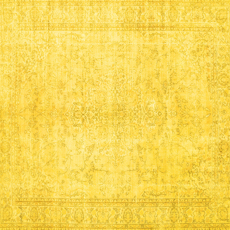 Tapis traditionnels jaunes 3772, Carré 5 pi