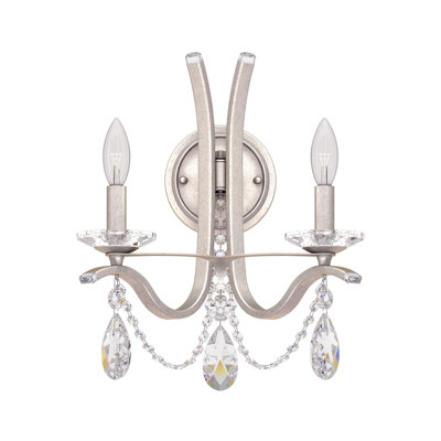Vesca 2 Light Wall Sconce in White with Clear Heritage Handcut Crystals